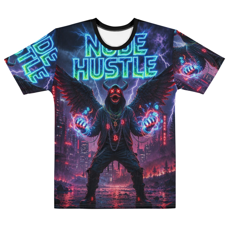 Neon Crypto Node Hustle T-Shirt - Cyberpunk Blockchain Streetwear for Degens