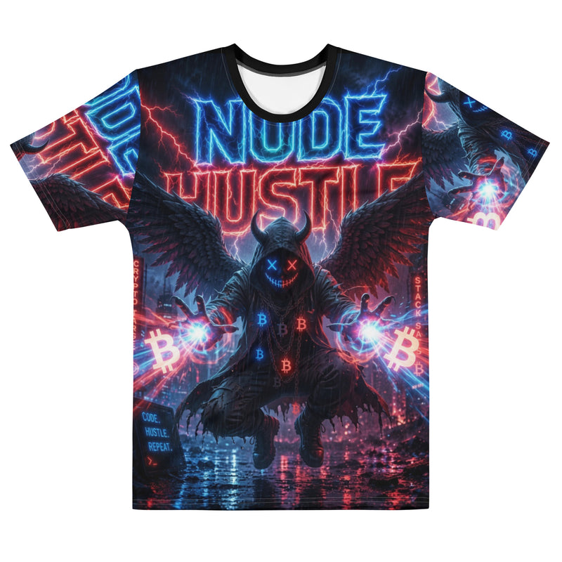 Neon Crypto Node Hustle T-Shirt - Cyberpunk Blockchain Streetwear for Degens