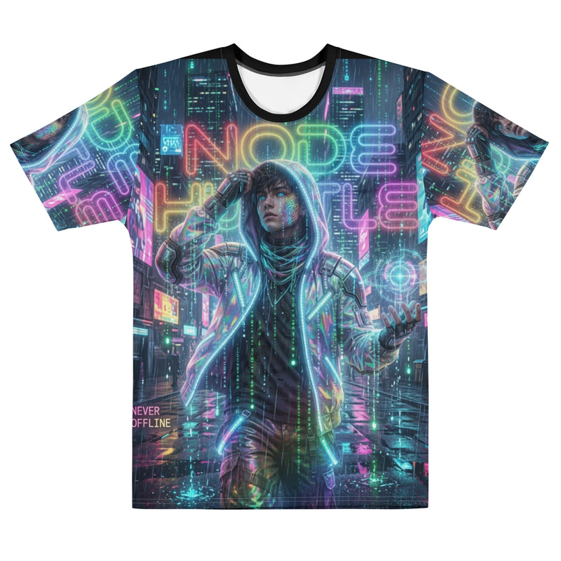 Neon Crypto Node Hustle T-Shirt - Cyberpunk Blockchain Streetwear for Degens